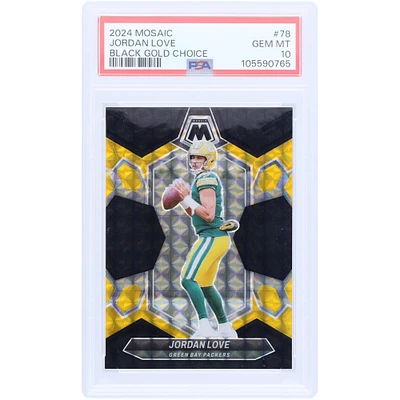Jordan Love Green Bay Packers 2024 Panini Mosaic Black Gold Choice #78 #7/8 PSA Authenticated 10 Card