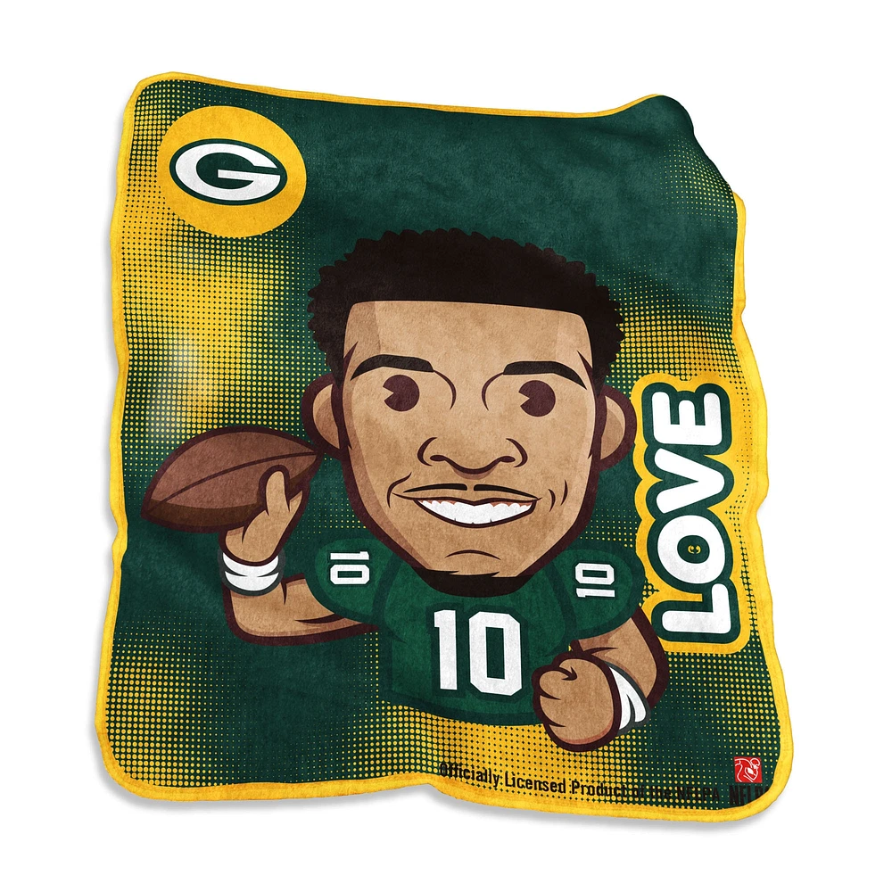 Couverture émoji Jordan Love Green Bay Packers 50" x 60"