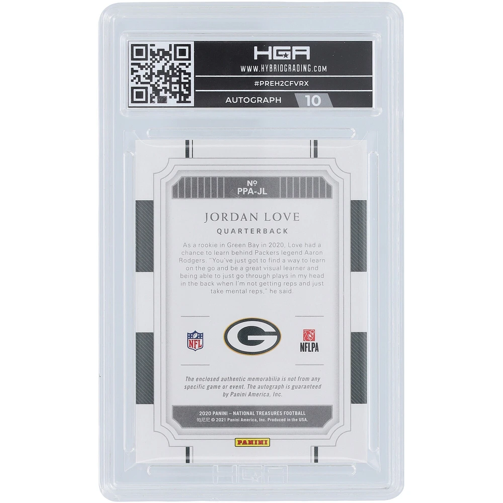 Carte de recrue authentifiée 8,5/10 Panini National Treasures Prodigy RPA #PPA-JL #90/99 HGA 2020 autographiée par Jordan Love des Packers de Green Bay