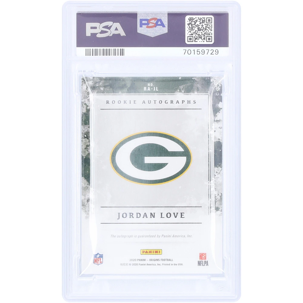 Carte de recrue Panini Origins 2020 autographiée par Jordan Love des Green Bay Packers #RA-JL PSA authentifiée 9/10