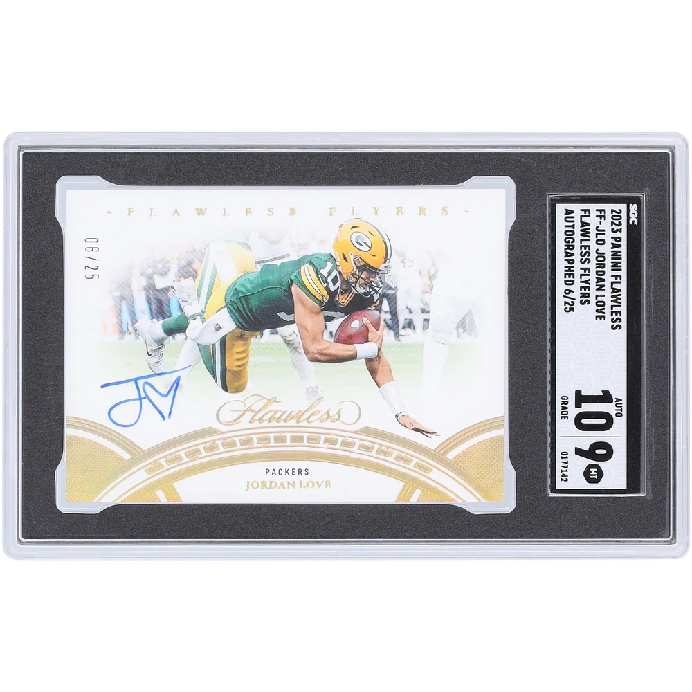 Carte Panini Flawless Flyers 2023 autographiée par Jordan Love Green Bay Packers #FF-JLO #6/25 SGC authentifiée 9/10
