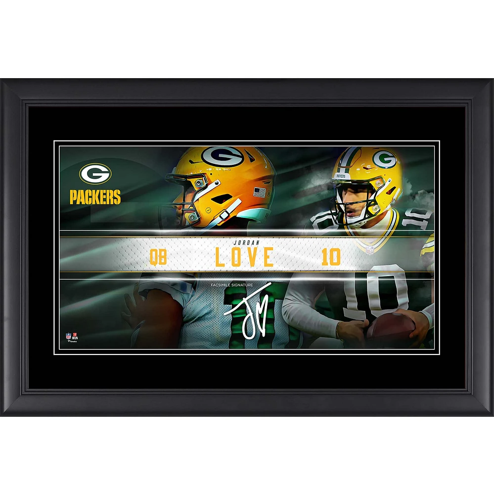 Collage de plaques signalétiques encadrées de 10" x 18" de Jordan Love Green Bay Packers