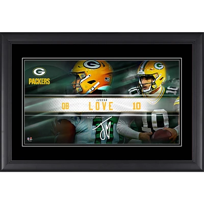 Collage de plaques signalétiques encadrées de 10" x 18" de Jordan Love Green Bay Packers