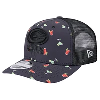 Men's New Era  Navy/Black Green Bay Packers Adventure Drinks Pattern 9SEVENTY Stretch-Snap Hat