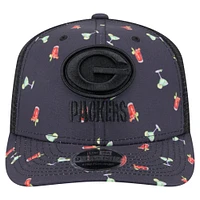 Men's New Era  Navy/Black Green Bay Packers Adventure Drinks Pattern 9SEVENTY Stretch-Snap Hat