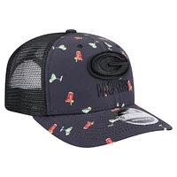 Men's New Era  Navy/Black Green Bay Packers Adventure Drinks Pattern 9SEVENTY Stretch-Snap Hat