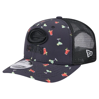 Men's New Era  Navy/Black Green Bay Packers Adventure Drinks Pattern 9SEVENTY Stretch-Snap Hat