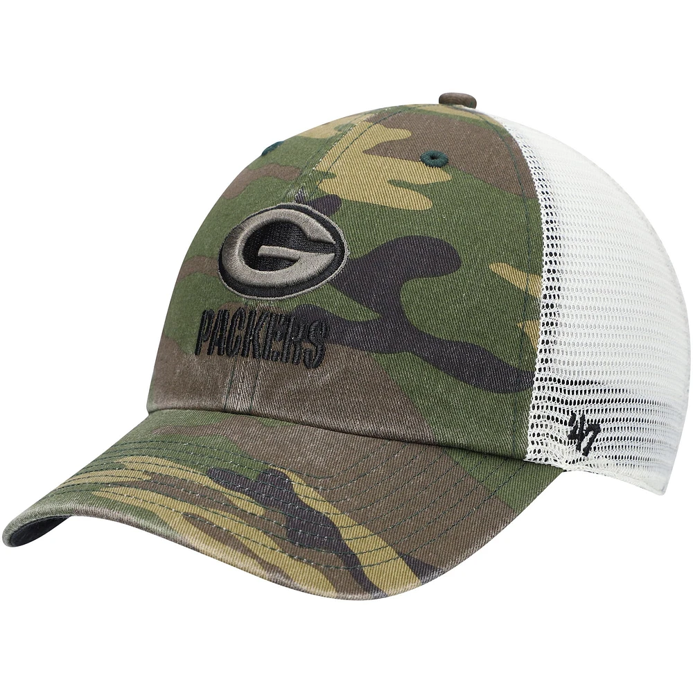 Casquette '47 Camo Green Bay Packers Branson Clean Up Trucker pour homme