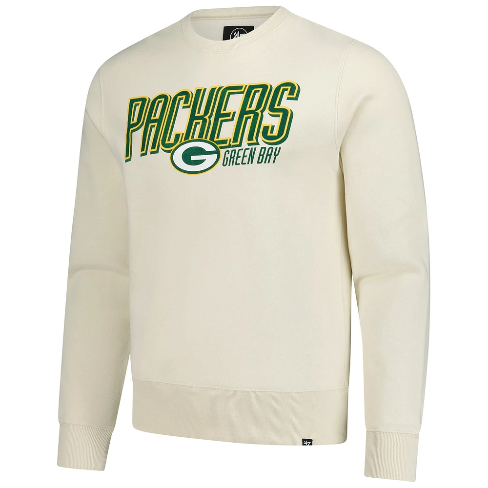 Men's '47 Cream Green Bay Packers Locked Headline Pullover Sweatshirt