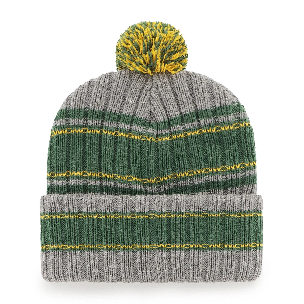 Bonnet en tricot à revers Rexford '47 Graphite Green Bay Packers pour homme avec pompon