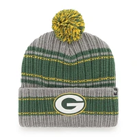 Bonnet en tricot à revers Rexford '47 Graphite Green Bay Packers pour homme avec pompon