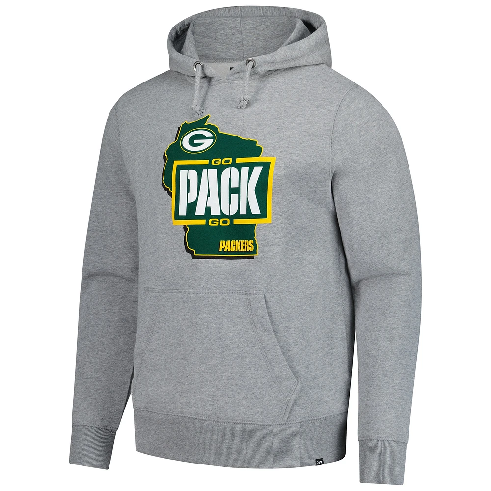 Men's '47  Gray Green Bay Packers Regional Headline Pullover Hoodie