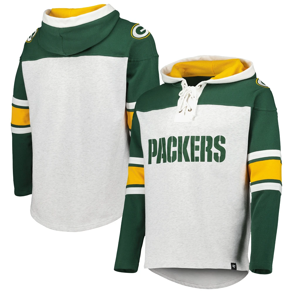 Chandail à capuchon lacets gris chiné pour hommes '47 Green Bay Packers