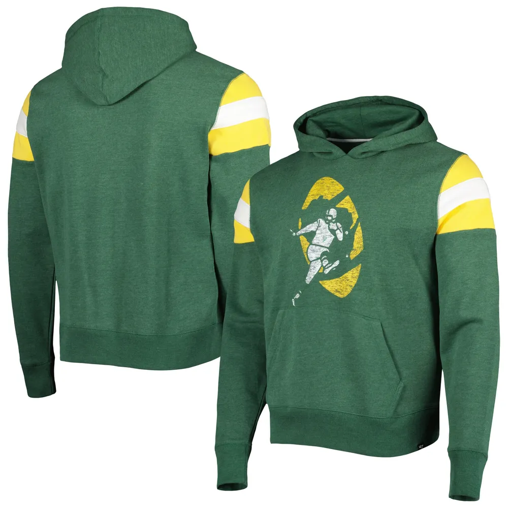 Men's Antigua Black Green Bay Packers Logo Victory Pullover Hoodie 