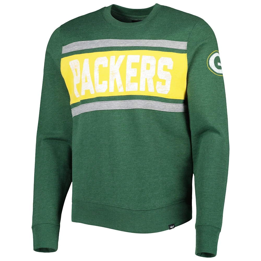 Men's '47 Heathered Green Bay Packers Bypass Tribeca Pullover Sweatshirt