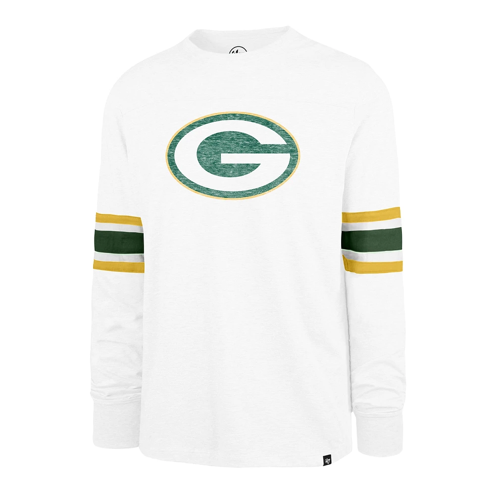 T-shirt à manches longues pour hommes '47 White Green Bay Packers Gridiron Premier Brex