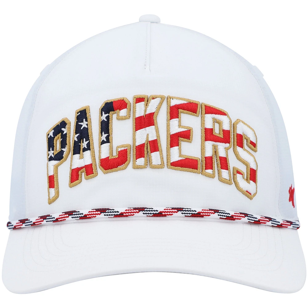 '47 White Green Bay Packers Hitch Stars and Stripes Trucker Casquette réglable pour homme