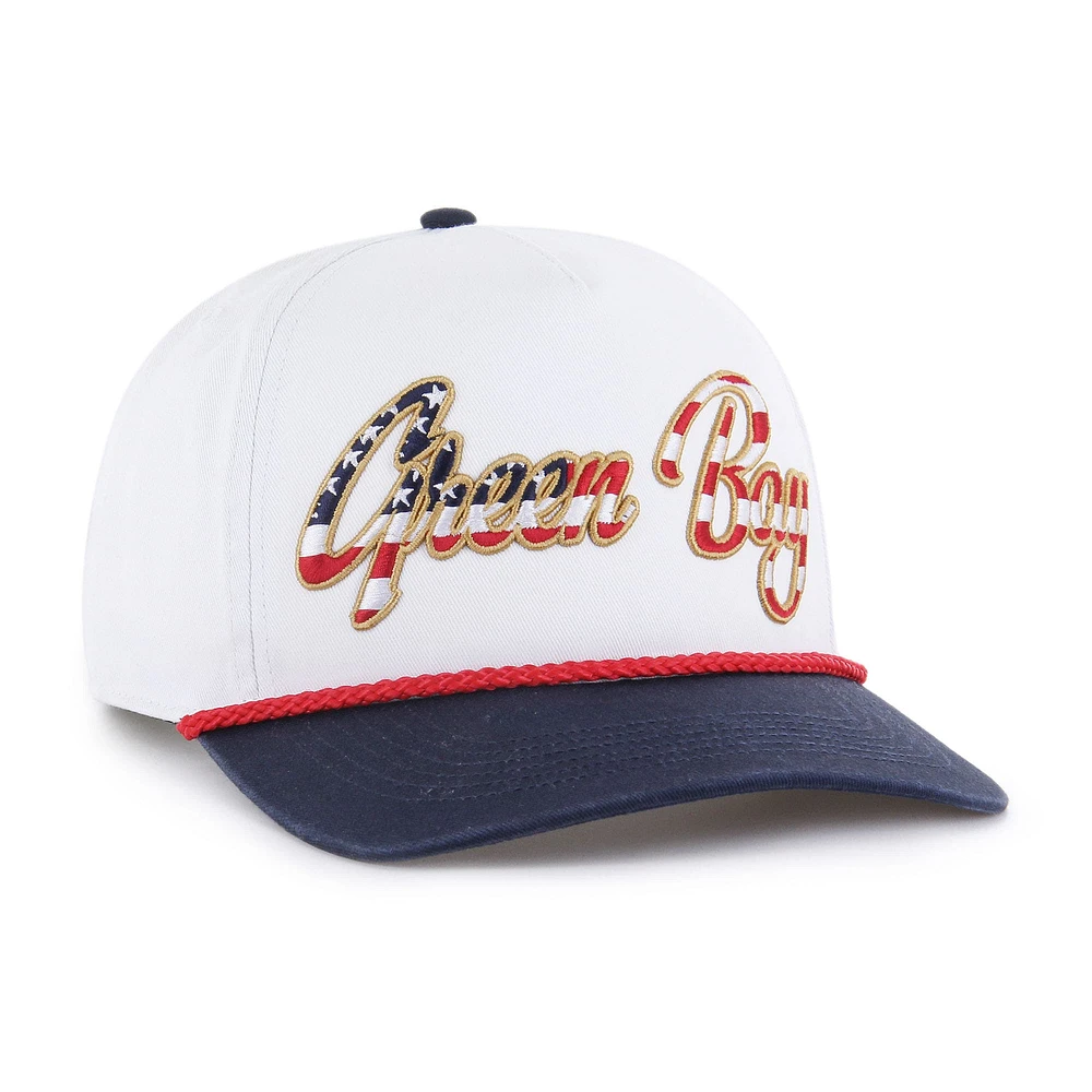 Casquette ajustable patriotique à revers pour homme, modèle 1947, blanc, des Packers de Green Bay