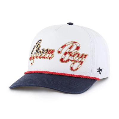 Casquette ajustable patriotique à revers pour homme, modèle 1947, blanc, des Packers de Green Bay