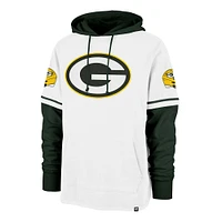 Men's '47 White Green Bay Packers Trifecta Shortstop Pullover Hoodie