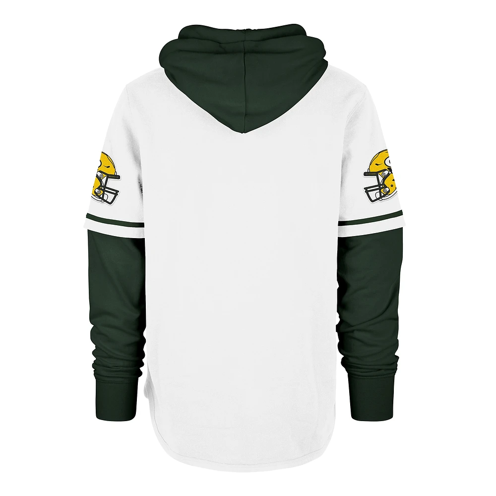 Men's '47 White Green Bay Packers Trifecta Shortstop Pullover Hoodie