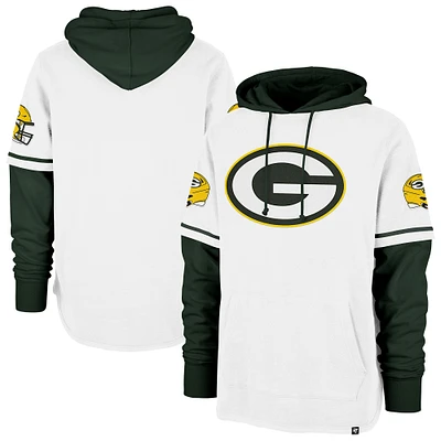 Men's '47 White Green Bay Packers Trifecta Shortstop Pullover Hoodie