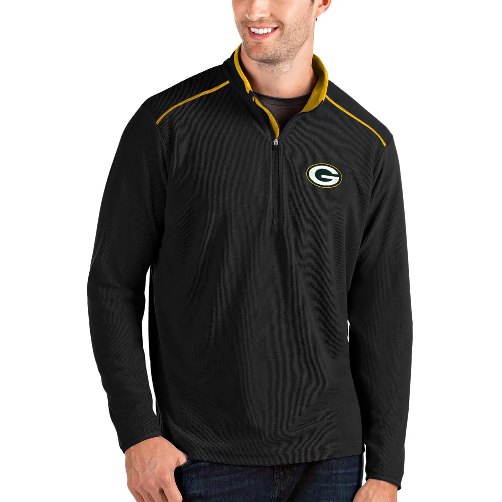 Men's Antigua Heathered Charcoal Green Bay Packers Course Full-Zip