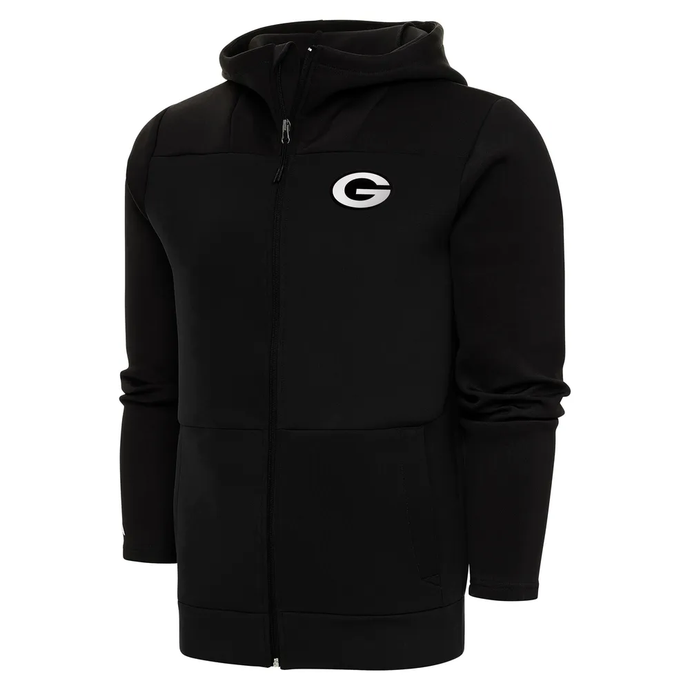 Lids Green Bay Packers Antigua Metallic Logo Protect Full-Zip Hoodie