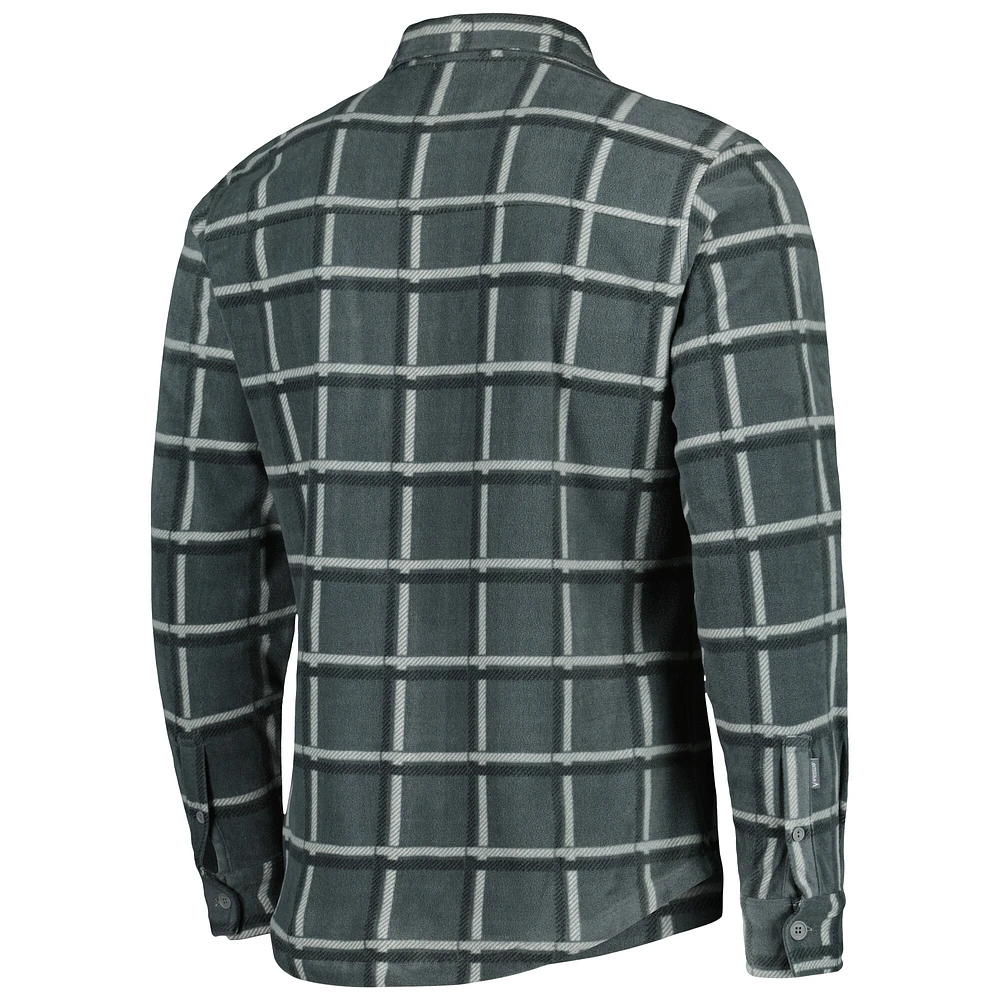 Men's Antigua Gray Green Bay Packers Industry Flannel Button-Up Shirt Jacket