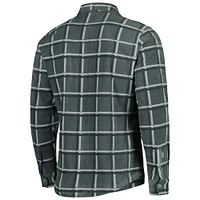 Men's Antigua Gray Green Bay Packers Industry Flannel Button-Up Shirt Jacket