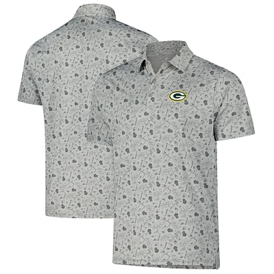 Men's Antigua Heather Gray Green Bay Packers Relentless Polo