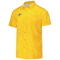 Chemise boutonnée Columbia PFG Gold Green Bay Packers Super Slack Tide Omni-Wick pour homme