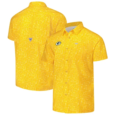 Chemise boutonnée Columbia PFG Gold Green Bay Packers Super Slack Tide Omni-Wick pour homme