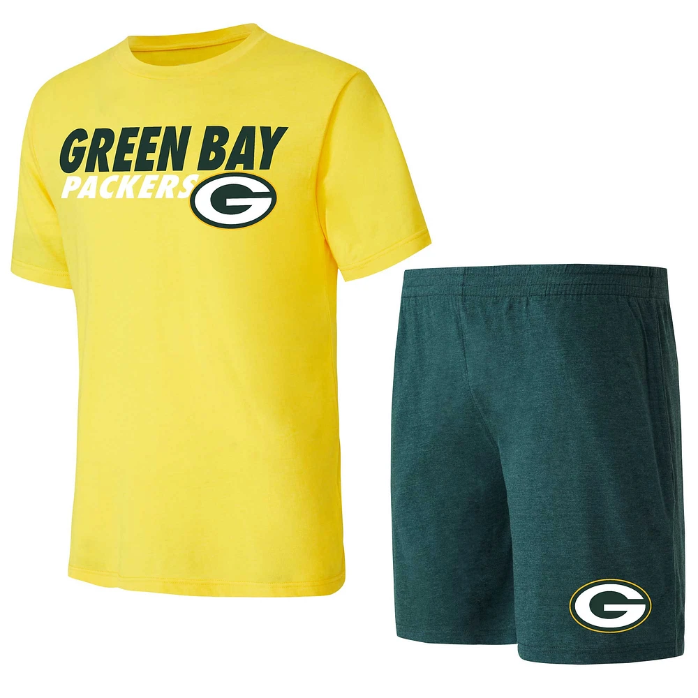 Ensemble de nuit pour hommes Concepts Sport vert/or Green Bay Packers Meter T-shirt et short