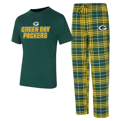 Ensemble de nuit pour hommes Concepts Sport vert/or Green Bay Packers Vector T-shirt et pantalon en flanelle