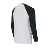 Ensemble de nuit Concepts Sport pour hommes, blanc/vert, Green Bay Packers Tinsel raglan, t-shirt à manches longues et pantalon