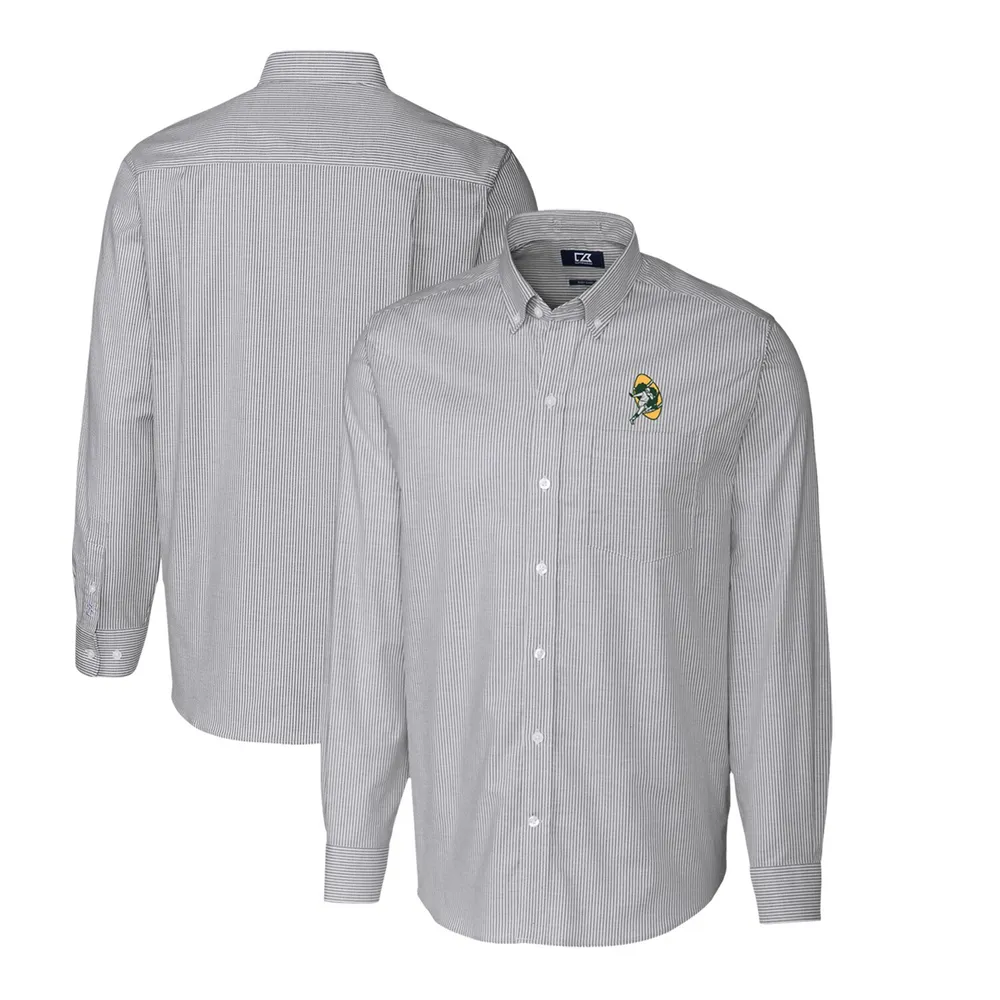 Green Bay Packers Americana Cutter & Buck Easy Care Stretch Gingham Mens  Long Sleeve Dress Shirt - Cutter & Buck