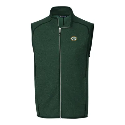 Green Bay Packers Cutter & Buck Mainsail Sweater Knit Fleece Full-Zip Vest