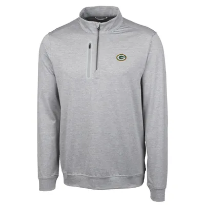 Green Bay Packers Cutter & Buck Big Tall Stealth Quarter-Zip Pullover Jacket - Heather Gray