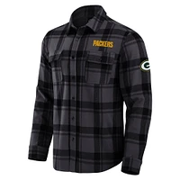 Chemise boutonnée à carreaux tri-blend pour homme, collection Darius Rucker par Fanatics, noire, des Green Bay Packers