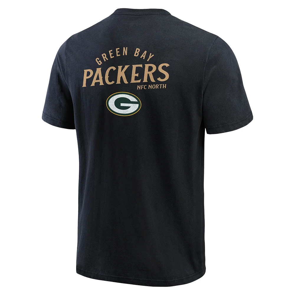 T-shirt Henley délavé noir pour homme de la collection Darius Rucker Fanatics des Green Bay Packers