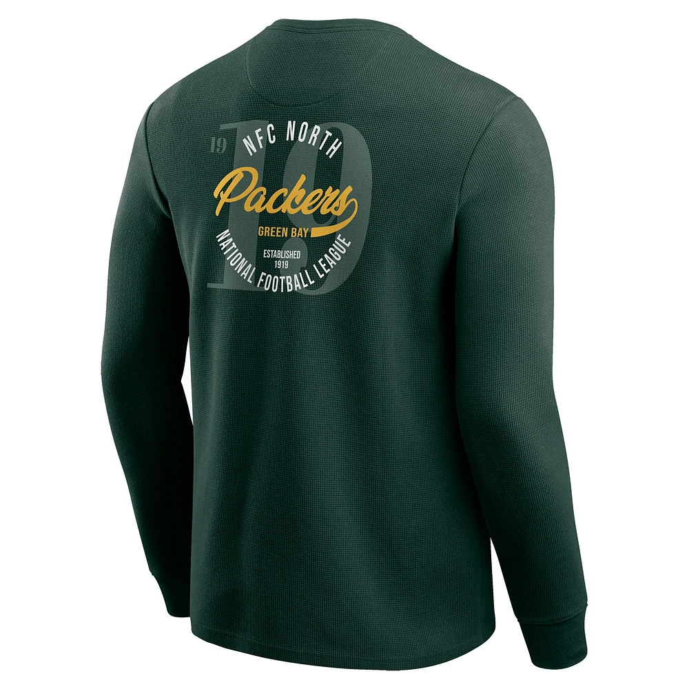 Men's Darius Rucker Collection by Fanatics Green Bay Packers Washed Waffle-Knit Long Sleeve T-Shirt