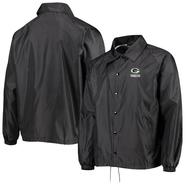 Dunbrooke Black Green Bay Packers Coaches Veste coupe-vent raglan classique à boutons-pression pour homme