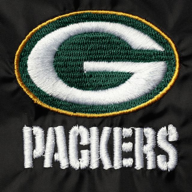 Dunbrooke Black Green Bay Packers Coaches Veste coupe-vent raglan classique à boutons-pression pour homme