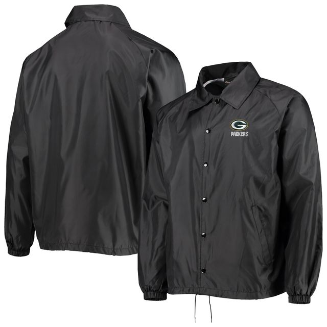 Dunbrooke Black Green Bay Packers Coaches Veste coupe-vent raglan classique à boutons-pression pour homme
