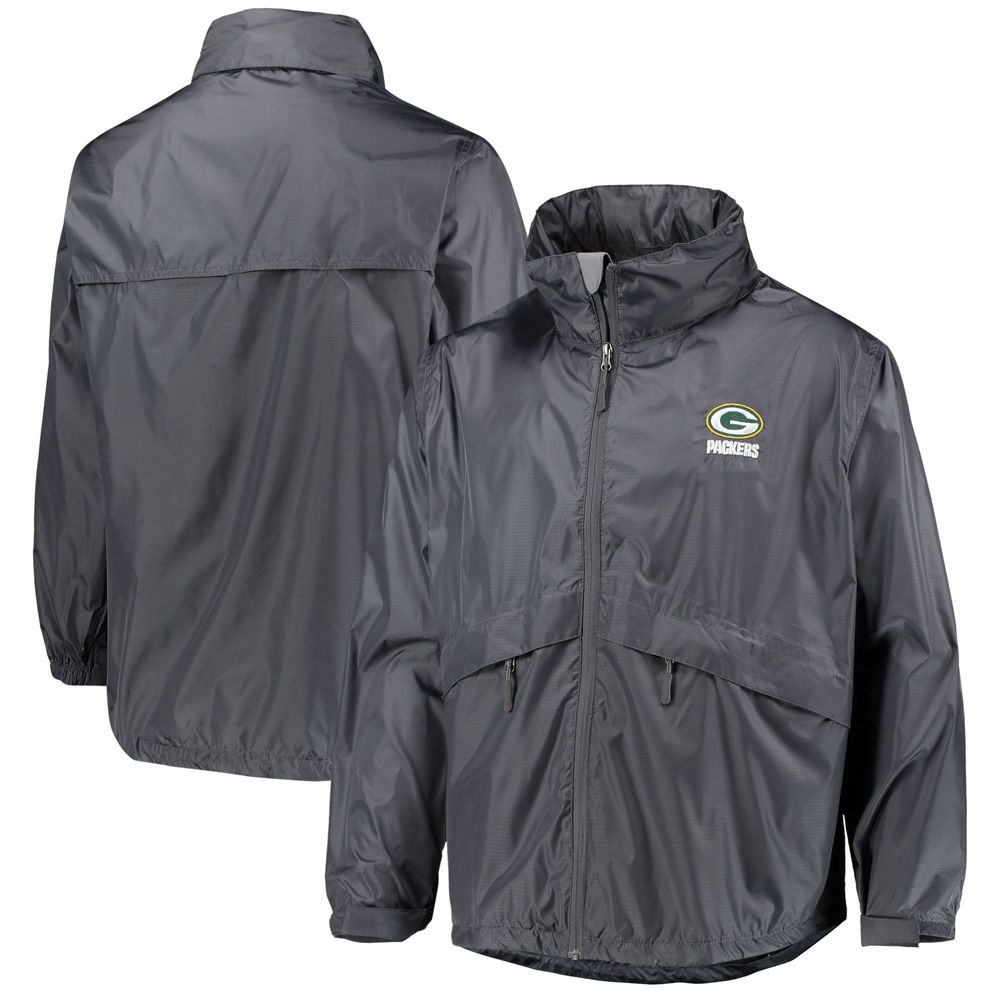 Men's Dunbrooke Graphite Green Bay Packers Circle Sportsman Waterproof  Packable Full-Zip Jacket