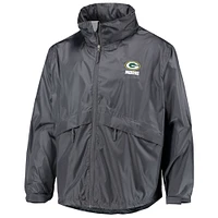 Men's Dunbrooke Graphite Green Bay Packers Circle Sportsman Waterproof Packable Lightweight Full-Zip Jacket