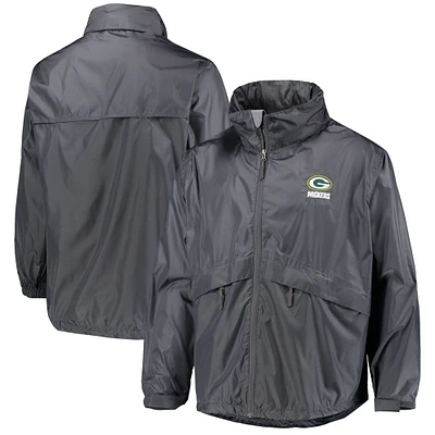 Dunbrooke Graphite Green Bay Packers Circle Sportsman Veste imperméable compressible légère à fermeture éclair intégrale pour homme