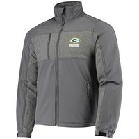 Men's Dunbrooke Graphite Green Bay Packers Circle Zephyr Softshell Full-Zip Jacket