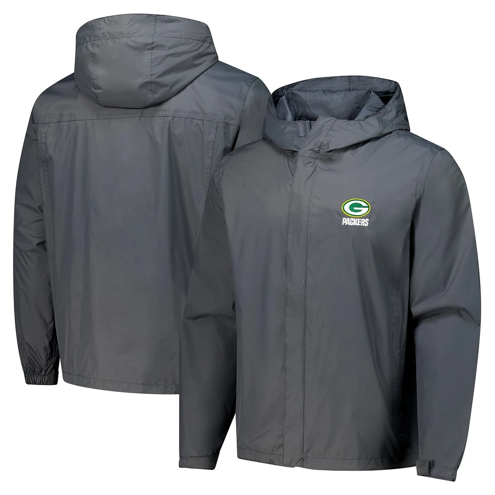 Men's Dunbrooke Graphite Green Bay Packers Tropic Waterproof Packable Full-Zip Hoodie Jacket